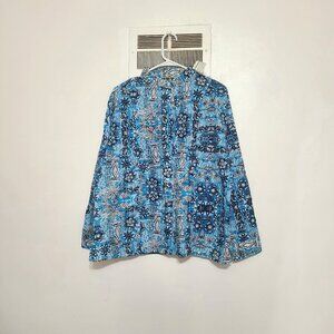 Palm Grove Blue Tropical Print Shirt PXL
